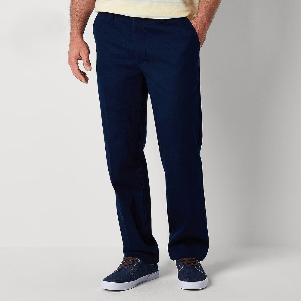 MSRP $48 St. John's Bay Mens 32x34 Signature Navy Classic Fit Flat Front Pants
